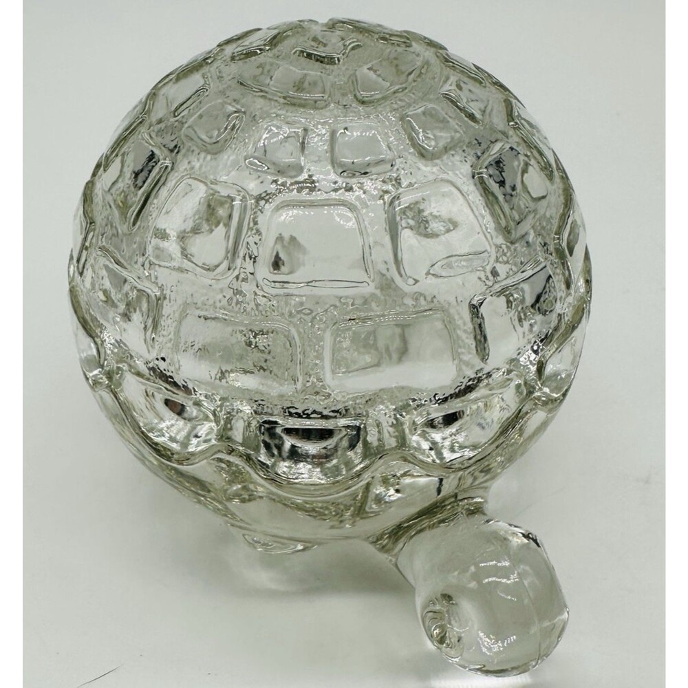 Anchor Hocking Turtle Covered Trinket Box Clear Glass Dish Jewelry Vintage USA - Picture 7 of 16